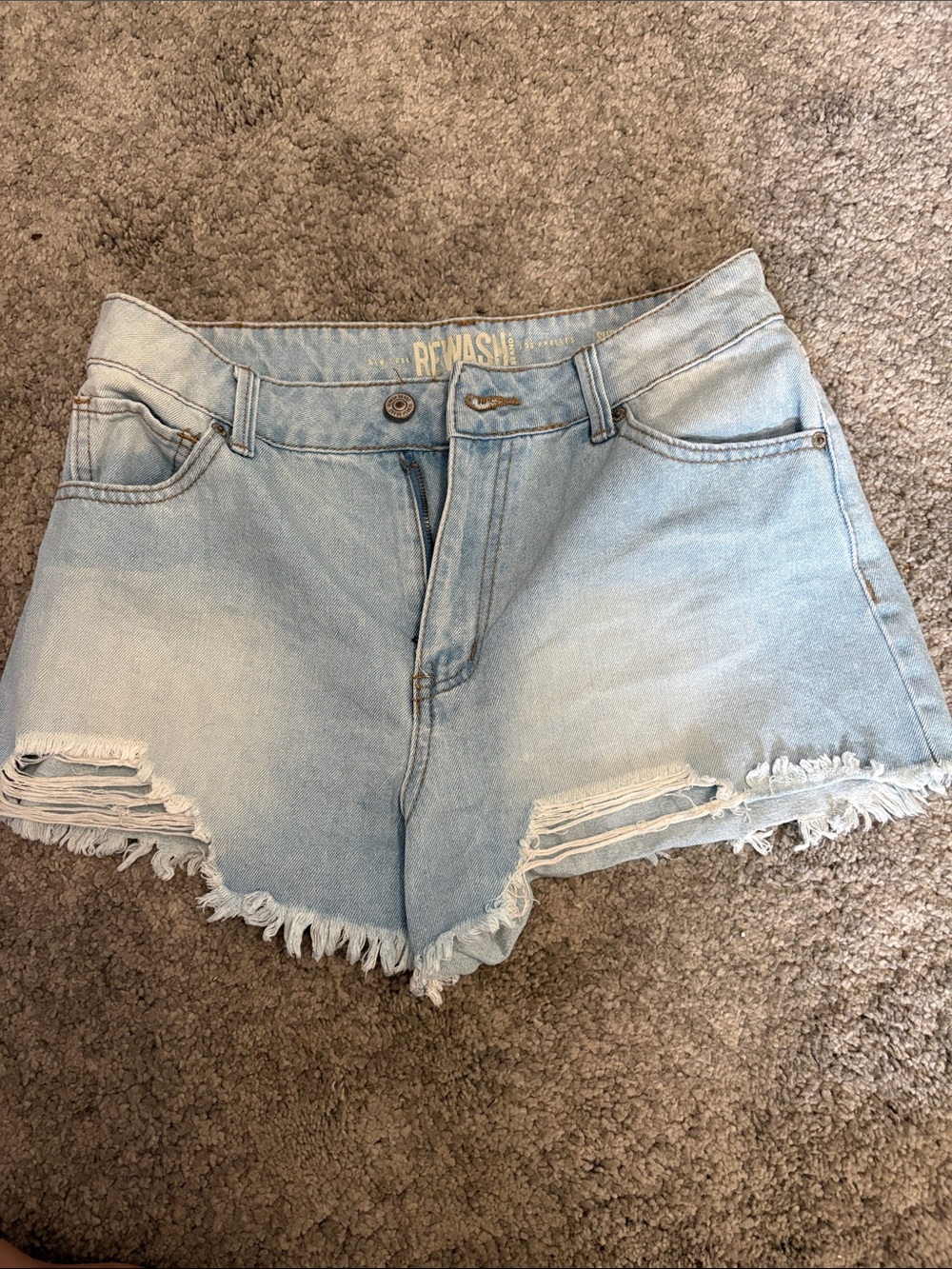 Rewash Super High-Rise Light Blue Denim Shorts